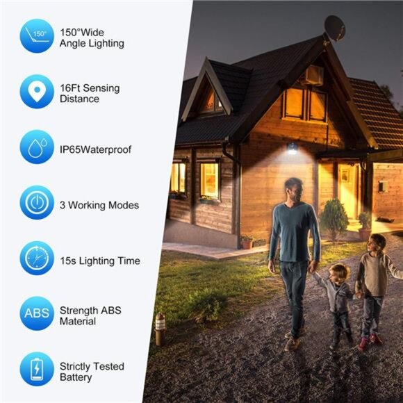 Solar Lights Outdoor Motion Sensor Security Lights Waterproof Garden Patio Garag - Picture 2 of 7